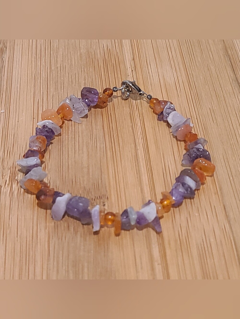 Crystal Beaded Bracelet Amethyst Orange Agate